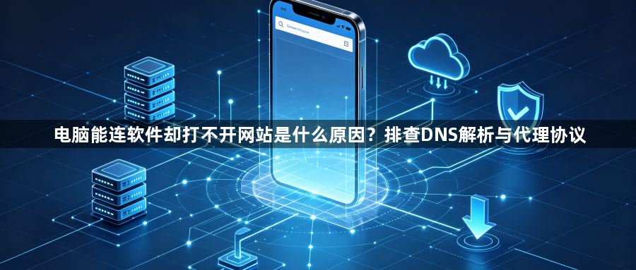 电脑能连软件却打不开网站是什么原因？排查DNS解析与代理协议1